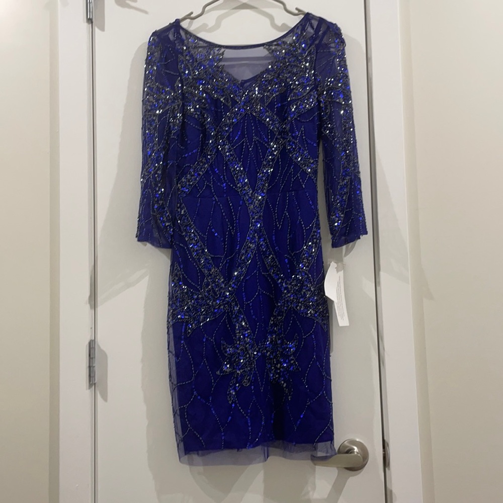 Aidan Mattox Beaded Blue Dress Size 4